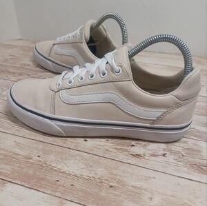 Vans Shoes Vans Ward Lo Deluxe Cream White Leather Sneakers